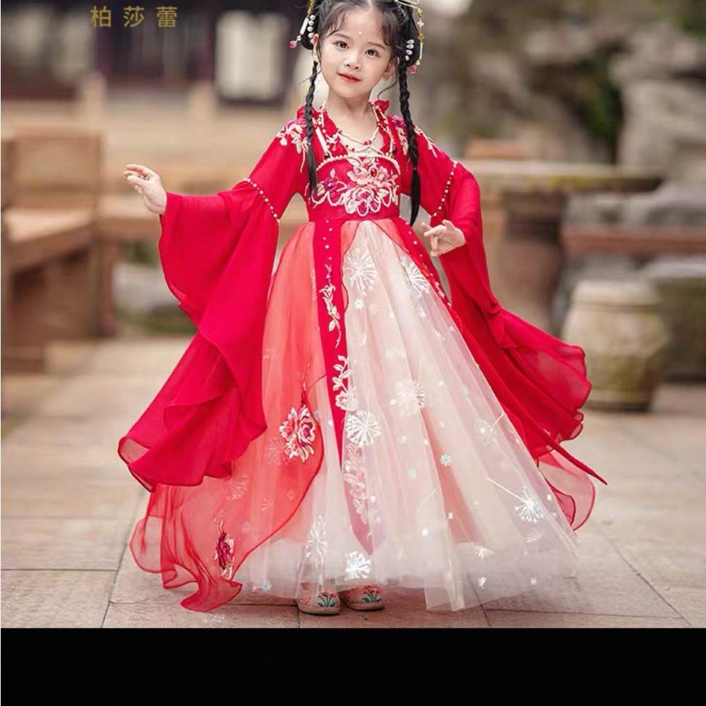 Ming Dynasty Chinese princess Red and White Kids Halloween festival Costume